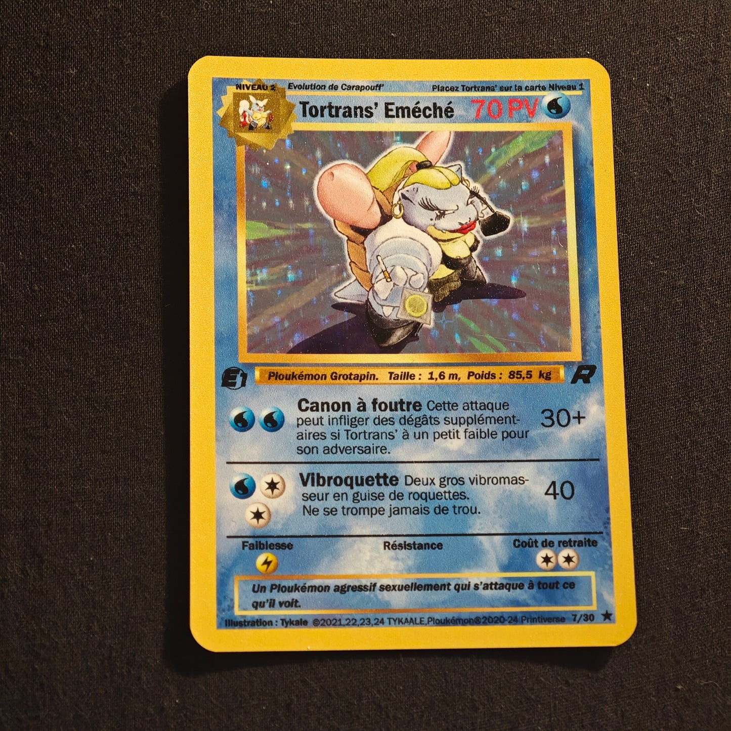 Carte holographique Ploukémon Tortrans' Eméché rocket ed 17/30 rare