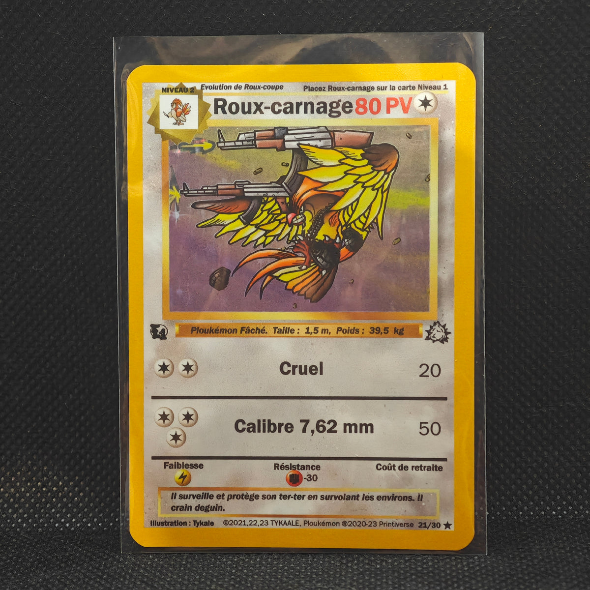 Carte holographique Ploukémon Roux-carnage Fleur ed1 21/30 rare