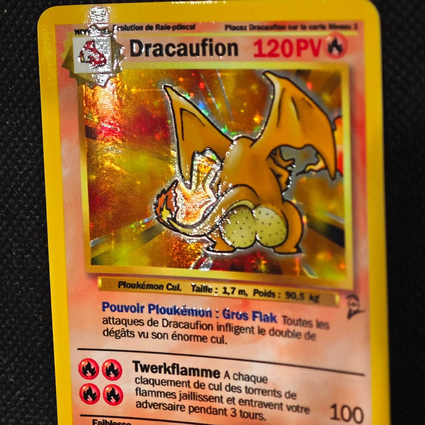 Carte holographique Ploukémon Dracaufion 18/65 holo set de base ed 2