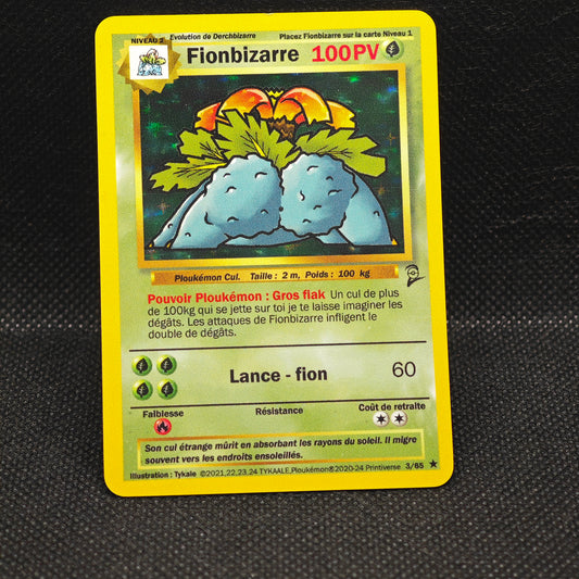 Carte holographique Ploukémon Fionbizarre set de base ed 2 3/65 rare