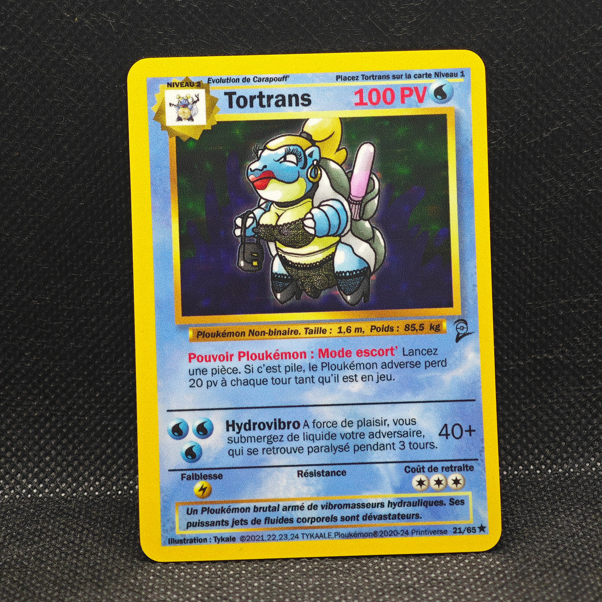 Carte holographique Ploukémon Tortrans set de base ed 2 21/65 rare