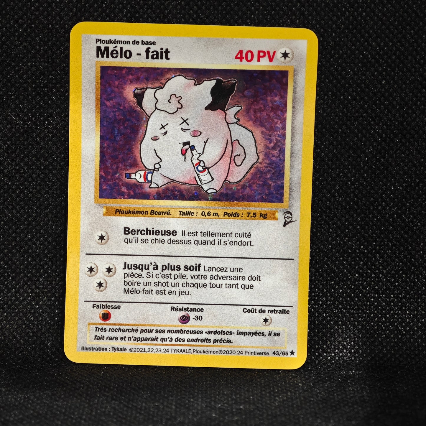 Carte holographique Ploukémon Mélo-fait 43/65 holo set de base ed 2