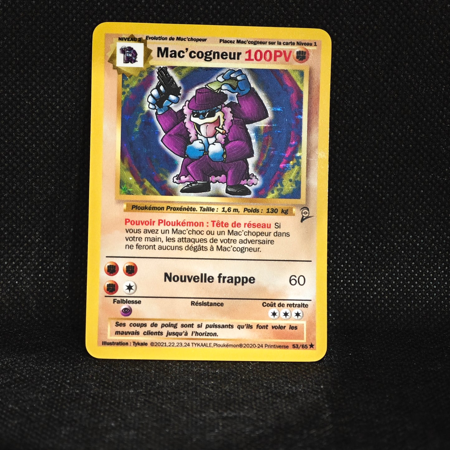 Carte holographique Ploukémon Mac'cogneur 53/65 holo set de base ed 2