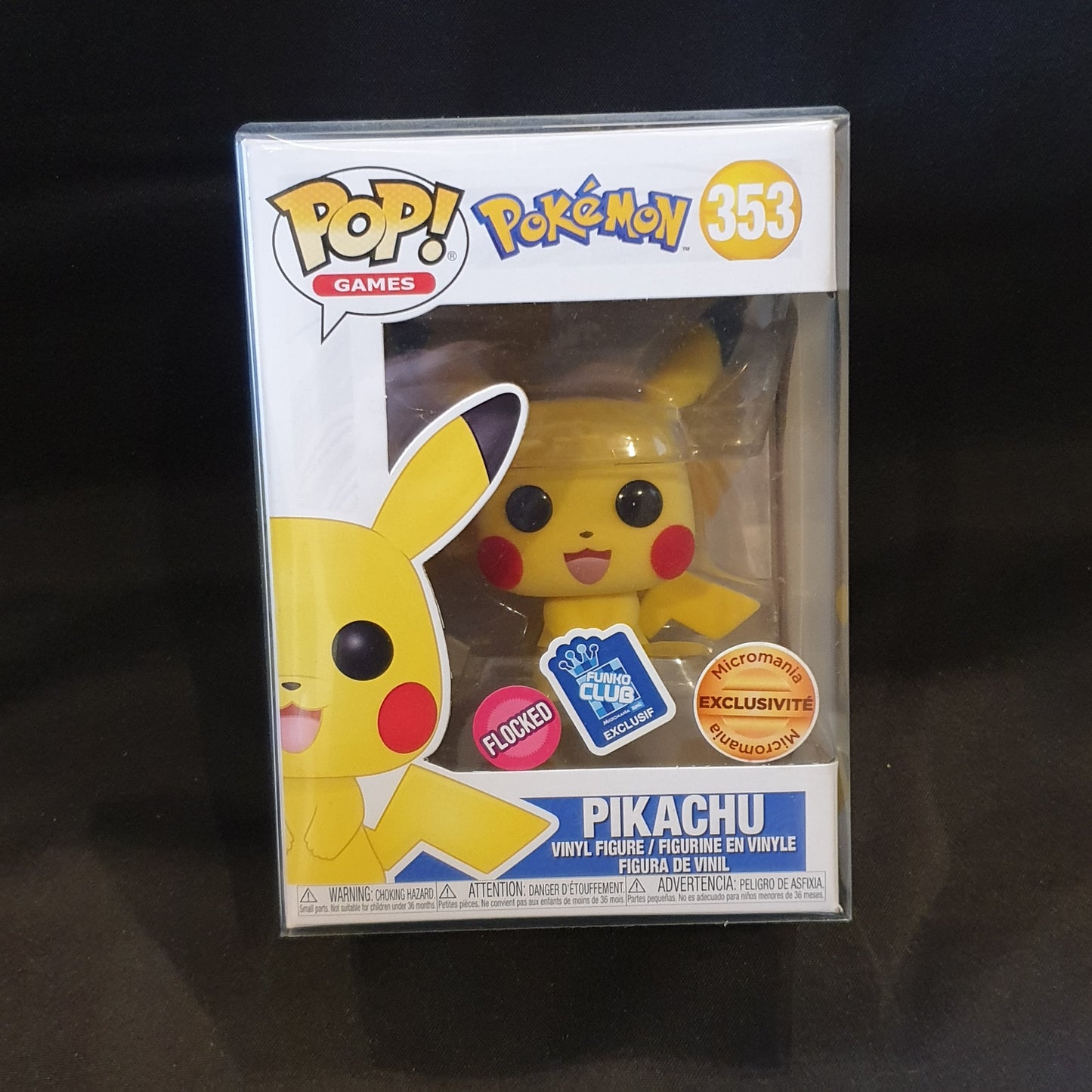 Pop Pikachu 353 flocked Micromania exclu