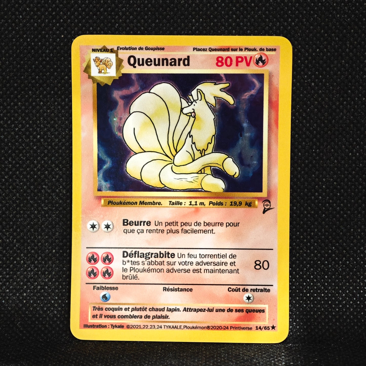 Carte holographique Ploukémon Queunard 14/65 holo set de base ed 2