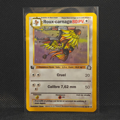 Carte holographique Ploukémon Roux-carnage Fleur ed1 21/30 rare