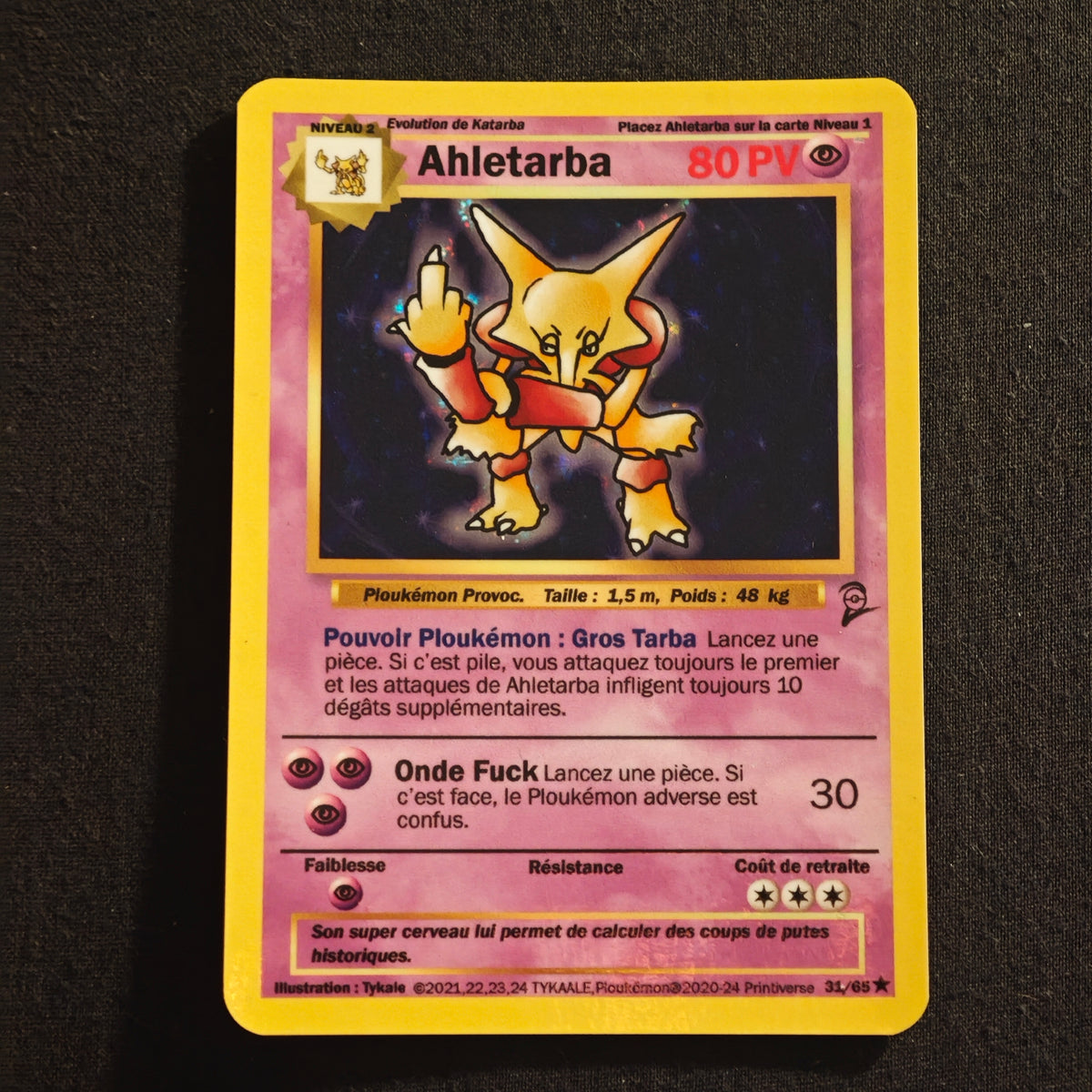 Carte holographique Ploukémon Ahletarba 31/65 set de base ed 2 rare