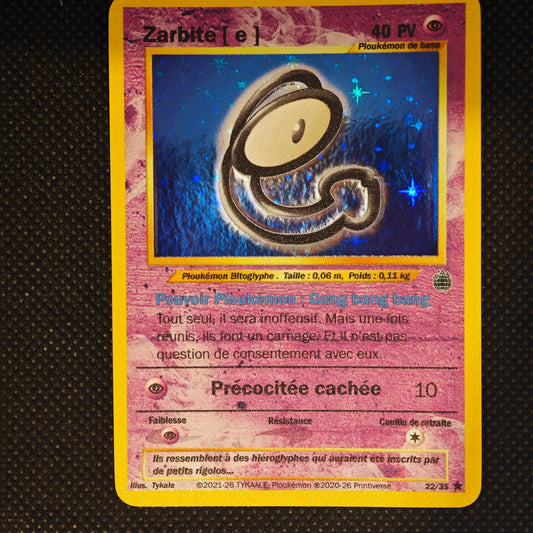 Carte holographique Ploukémon Zarbite E rare 22/35
